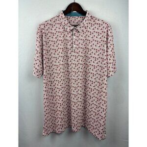 Men’s Swannies 2XL White with Red Floral Patterned Golf Shirt